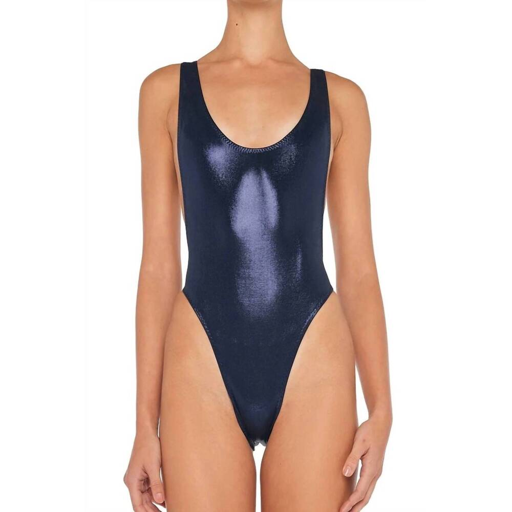 NEW NORMA KAMALI marissa deep scoop neck swimsuit in true navy